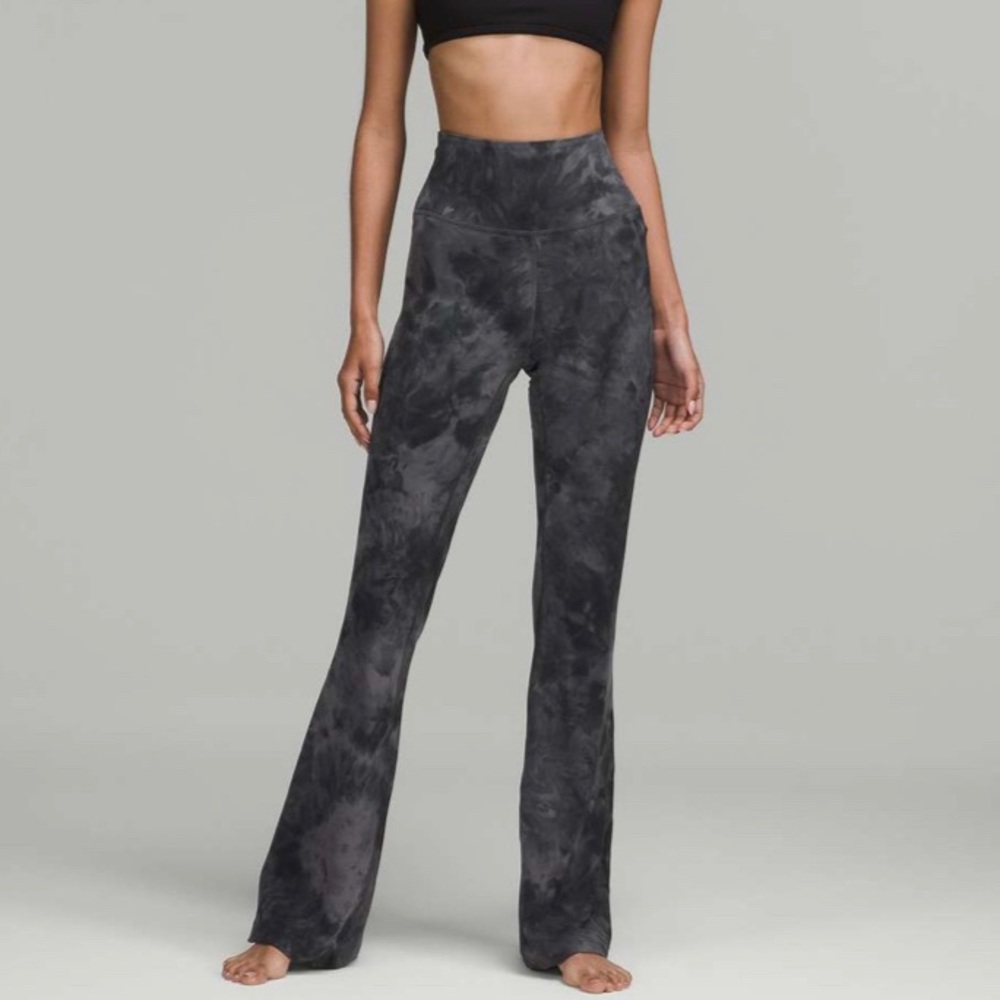 lululemon groove super high rise flared pant in diamond dye pitch graphite grey
